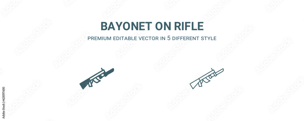 Vektor bayonet on rifle icon. Filled and line bayonet on rifle icon ...
