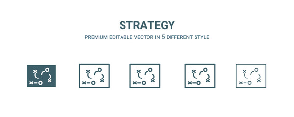 Wall Mural - strategy icon in 5 different style. outline, filled, two color, thin strategy icon isolated on white