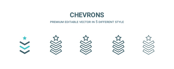 Wall Mural - chevrons icon in 5 different style. outline, filled, two color, thin chevrons icon isolated on white