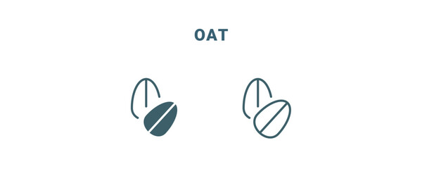 Sticker - oat icon. Line and filled oat icon from agriculture and farm collection. Outline vector isolated on white background. Editable oat symbol