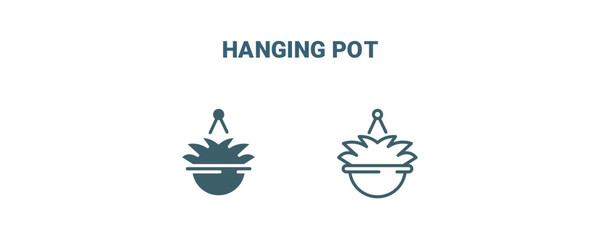 Wall Mural - hanging pot icon. Line and filled hanging pot icon from agriculture and farm collection. Outline vector isolated on white background. Editable hanging pot symbol