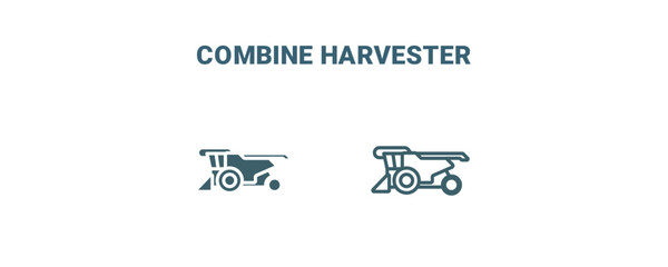 Canvas Print - combine harvester icon. Line and filled combine harvester icon from agriculture and farm collection. Outline vector isolated on white background. Editable combine harvester symbol