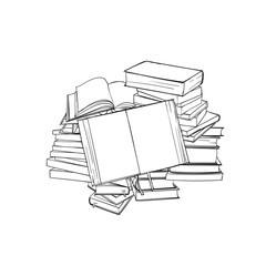 Line art of stack of book in hand drawn design for world literacy day for international literacy day