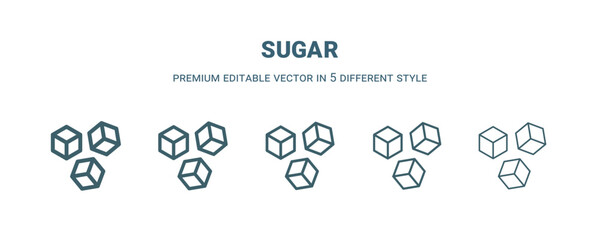 Wall Mural - sugar icon in 5 different style. Thin, light, regular, bold, black sugar icon isolated on white background.