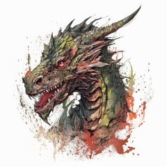 zombie dragon vector illustration for t shirt. Generative AI