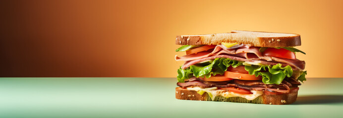 Wall Mural - Club sandwich isolated on pastel background