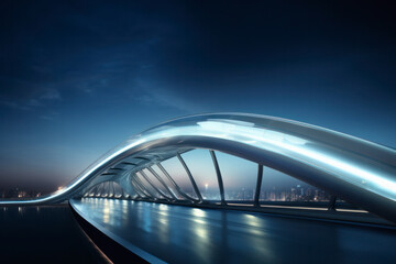Poster - empty road with modern bridge
