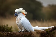 White Cockatoo On The Beach.AI Generated