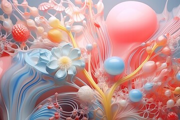 conceptual creative illustration of detailed decoration in plastic world, ai tools generated image