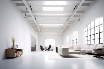 contemporary style modern business interior, open space office room, ai tools genrated image