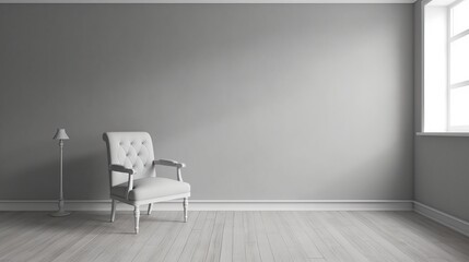 conceptual illustration with empty interior with only one chair, ai tools generated image