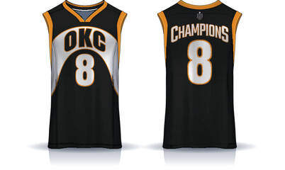 Basketball tank top design template, Sport jersey mockup. uniform front , side and back view.	