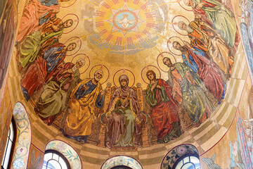 Wall Mural - The descent of the Holy Spirit on the apostles. Mosaic