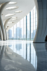 Wall Mural - empty floor with modern building