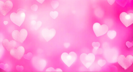 Canvas Print - Pink hearts bokeh background, Valentine day blurred light