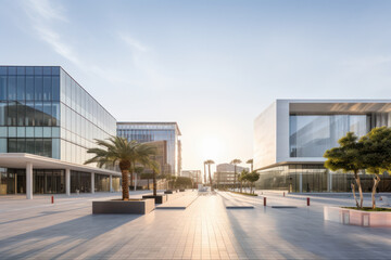 Canvas Print - empty parking lot with modern building