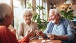 Elder couple enjoying time and playing games at senior Care home