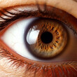 An eye close up macro color brown iris generative AI	
