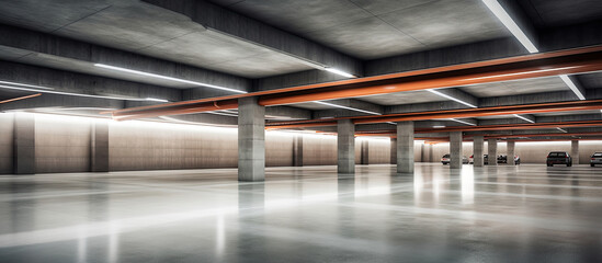 Empty underground parking background with copy space