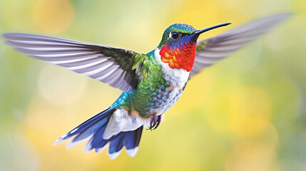 Poster - hummingbird feeding on a flower