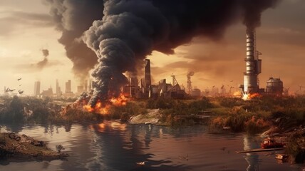 Wall Mural - the presence or introduction of substances into the environment that cause harm or disrupt the balan