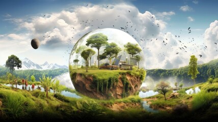 Wall Mural - the interdisciplinary study of the environment, including the impact of human activities on ecosyste