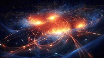 Wall Mural - the study of the interactions between electrically charged particles and electromagnetic fields