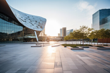 modern building with empty floor at dawn