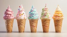 Ice Cream Set Clipart Design. Flat R Illustration Isolated On White Background Generative AI
