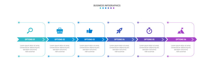 timeline infographic with infochart. modern presentation template with 6 spets for business process.