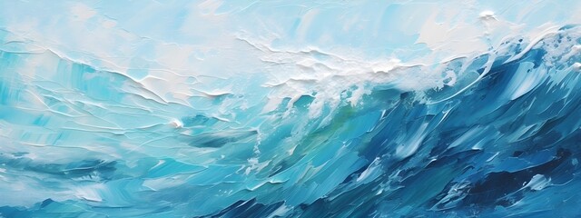 Close-Up Organic Ocean Waves Abstract Oil Painting