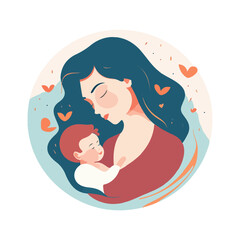 mother and child vector logo