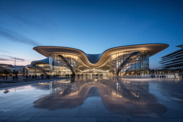 Canvas Print - modern building with empty floor at dawn