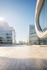 Sticker - empty floor with modern building at day