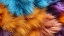 Soft Colorful Fluffy Furry Fuzzy Decorative Fur, Simple Background Texture, Backdrop, Multi Colored, Created Using Generative AI Tools.