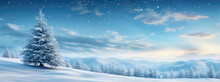 Hintergrund Für Weihnachten - Winter Landschaft Mit Schnee Und Tannenbaum Mit Platz Für Text Oder Produkt