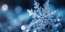 Beautiful Macro Photo Of A Snowflake. Winter. Generative AI