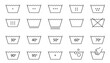 Laundry Vector Icons set. Washing symbols. Care clothes instructions on labels, machine or hand washing signs.