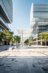 Wall Mural - empty floor or road with modern building