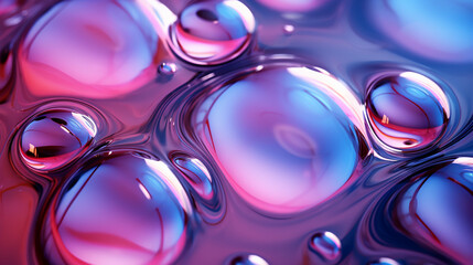 Poster - Blue, Purple, and Red Drops of Liquid with Black Outline