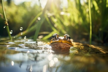 Wall Mural - a frog inside a water pond