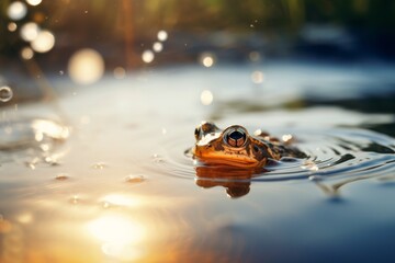 Canvas Print - a frog inside a water pond