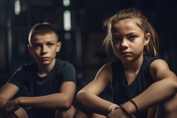 two young atlethes in workout clothes looking focused and determined