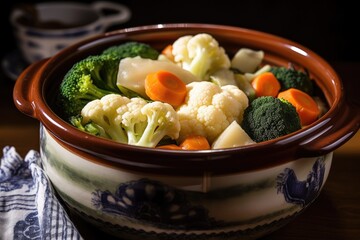 Wall Mural - cropped shot of a bowl of steamed vegetables