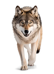 Wall Mural - alpha wolf looking fierce, front view on isolated background