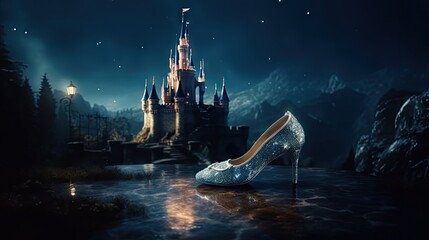 Cinderella sparkling glass shoe