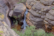 The First Of Several Waterfalls Along Garden Creek In Grand Canyon Arizona. This Area Can Be Accessed Via Bright Angel Trail.