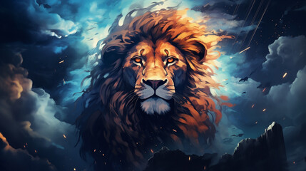 Wall Mural - Lion in the Sky Realistic Wallpaper