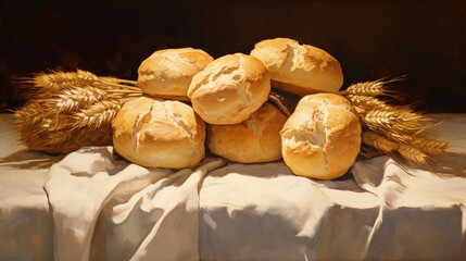 Canvas Print - White Fluffy Wheat Rolls In The Style Of Yankeecore 