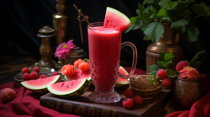 Canvas Print - Watermelon Smoothie Recipe in Ahmed Mor Style